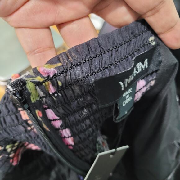 Yumi Kim Monaco Dress in Black Twilight Rose Cut-out Center Front Tie Size Large - Picture 7 of 8